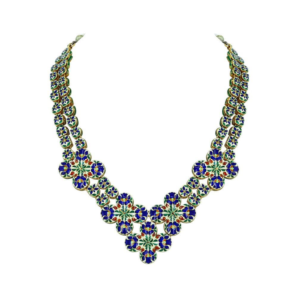 Floral Cluster Polki Necklace with Rose-Cut Diamond Accents